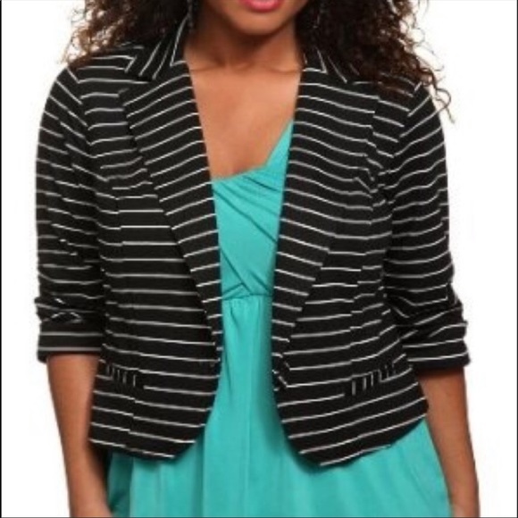torrid Jackets & Blazers - TORRID black & white Striped blazer